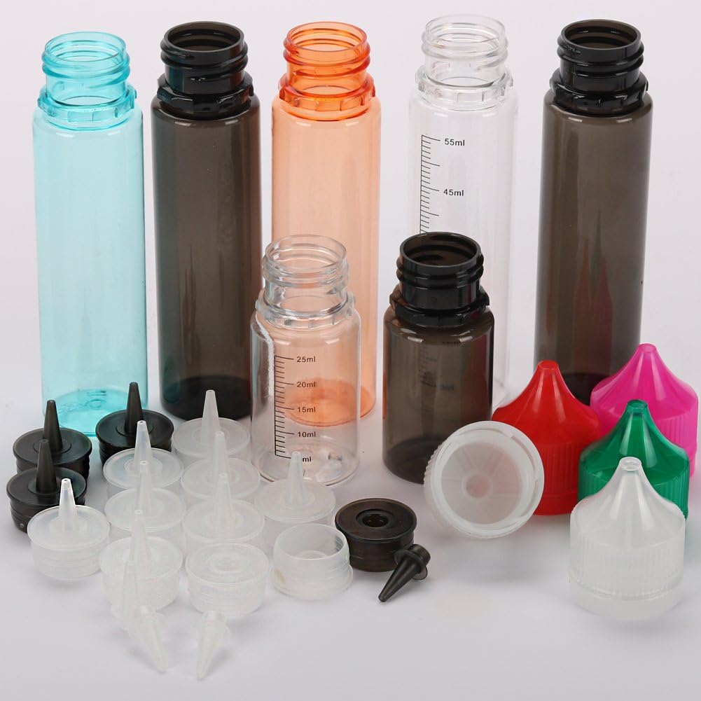 10pcs 60ml Soft PET Unicorn Dropper bottle liquid refill bottle liquid applicator Bottle (Black Bottle+Black Cap, 60ml x 10pcs)