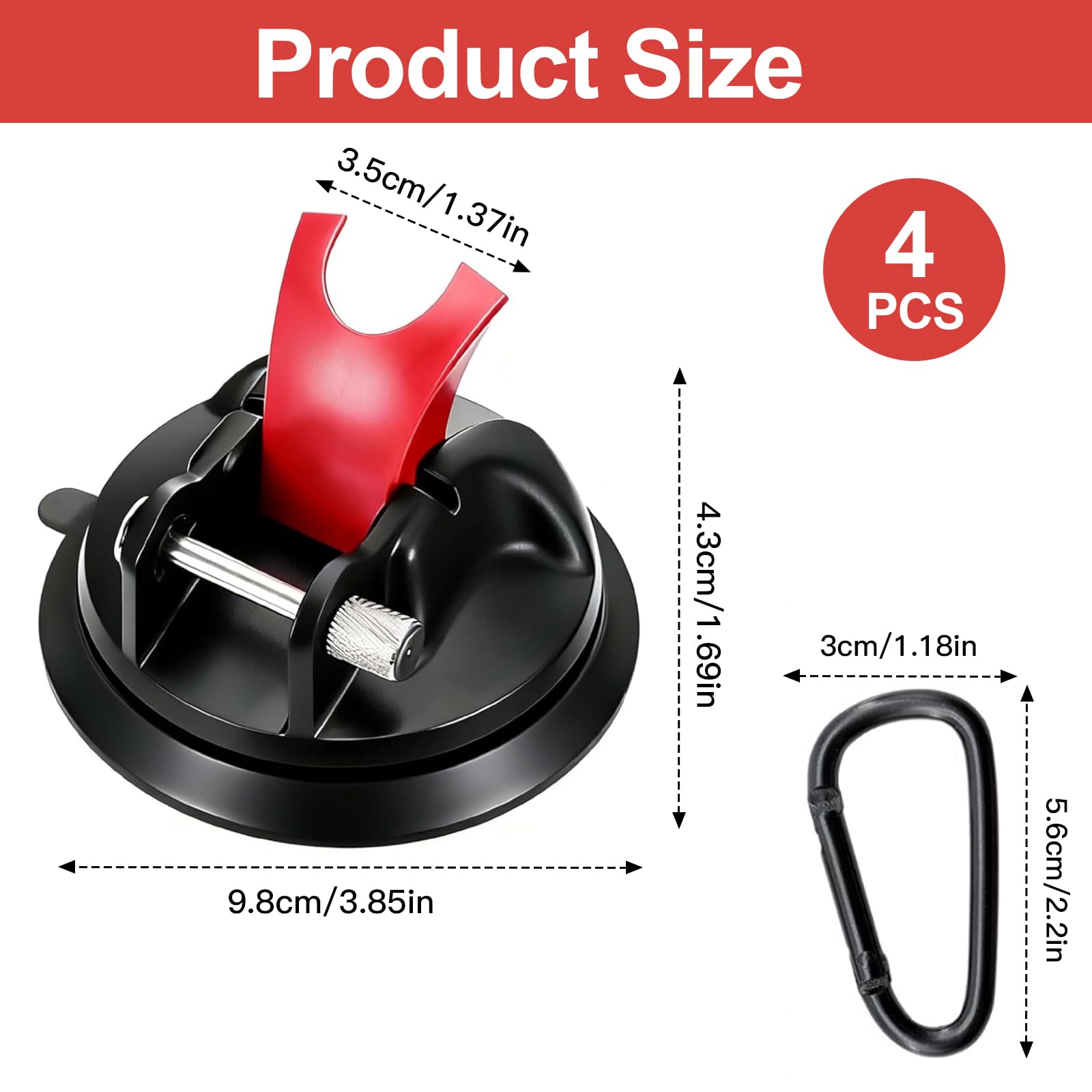 4 Stück Saugnapf Haken, Starke Saugnäpfe Tragfähigkeit 30KG, Saugnapf Camping Set mit D Haken, Saugnapf Haken Stark Set für Camping und Haushalt