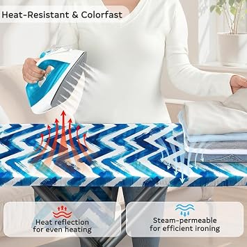 FIOBEE Ironing Board Cover and Pad Extra Thick Iron Board Pad with Heat-Resistant Mesh Padded Iron Board Covers Adjustable Buckle Straps & Elastic Edges for 15x54 Standard Size Ironing Board
