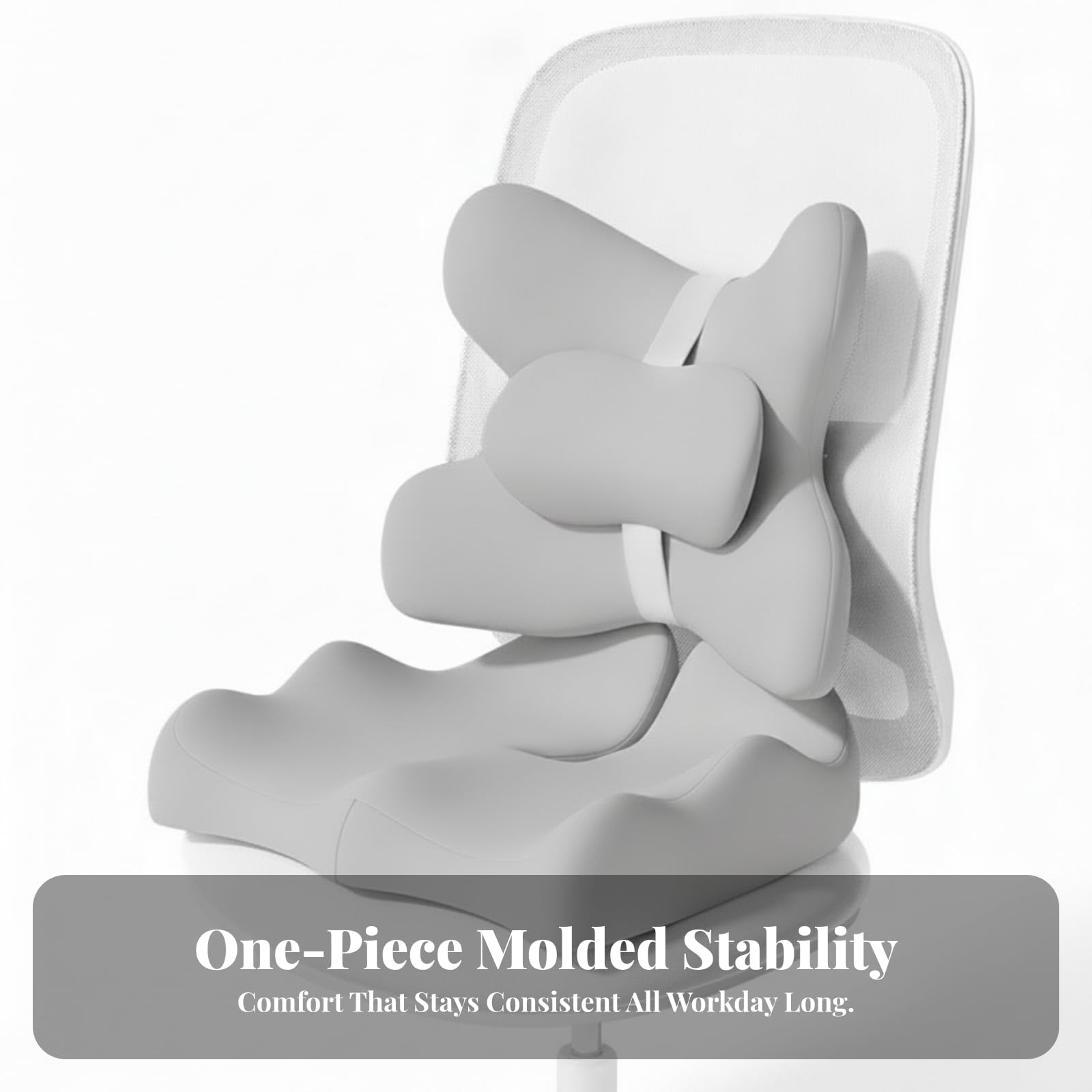 Cuscino in Memory Foam Resistente | benessere Duraturo, Cuscino per Sedile in Memory Foam, Ortopedico, Ufficio, Auto, Autisti, Studenti, Grigio Chiaro
