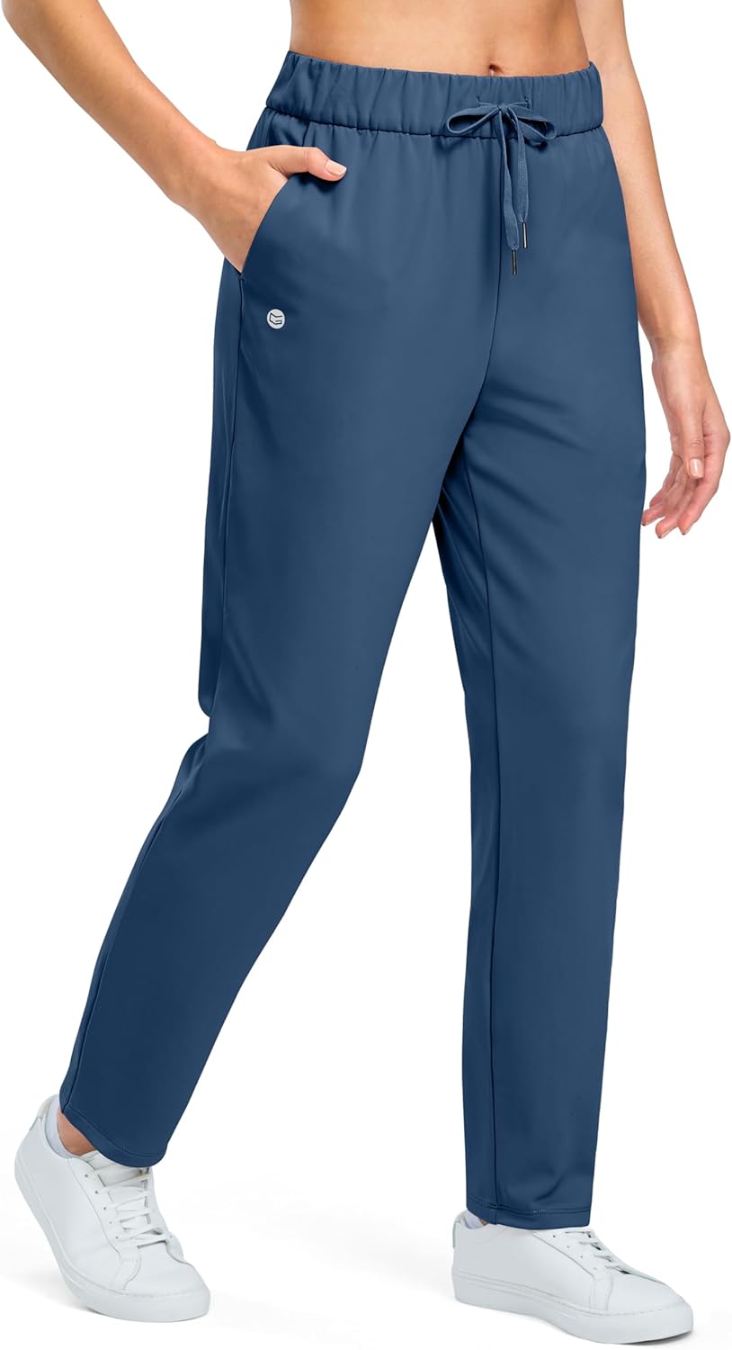 G Gradual Fleece Lined Pants Women 27.5"/29" Golf Pants 3 Pockets Water Resistant Warm Sweatpants for Cold Weather