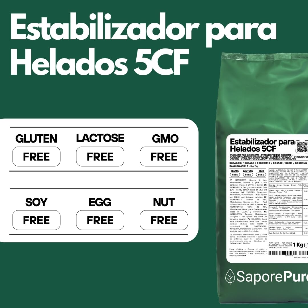 Saporepuro NEUTRO ESTABILIZANTE para helados y sorbetes 1 KG con harina de tara y guar