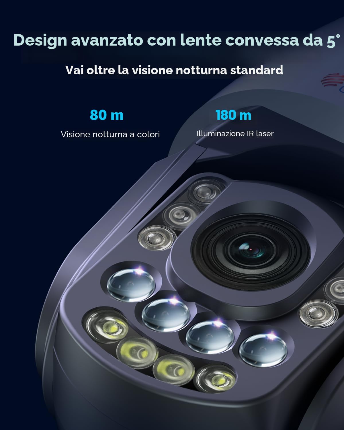 Ctronics 4K 30X 3D Zoom Ottico Telecamera Esterno, Auto Cruise/Tracking | 180M Visione Notturna, Rilevamento di Persone/Veicoli/Animali Domestici, 5Ghz/2.4Ghz Wi-Fi, 256GB TF Card/FTP/Cloud, Meta
