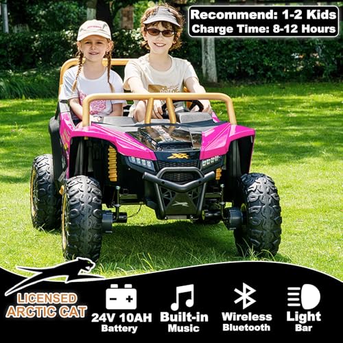 Image of NEWQIDA XXXL 24V Ride on Toys for Big Kids UTV Licensed Arctic CAT, Pink