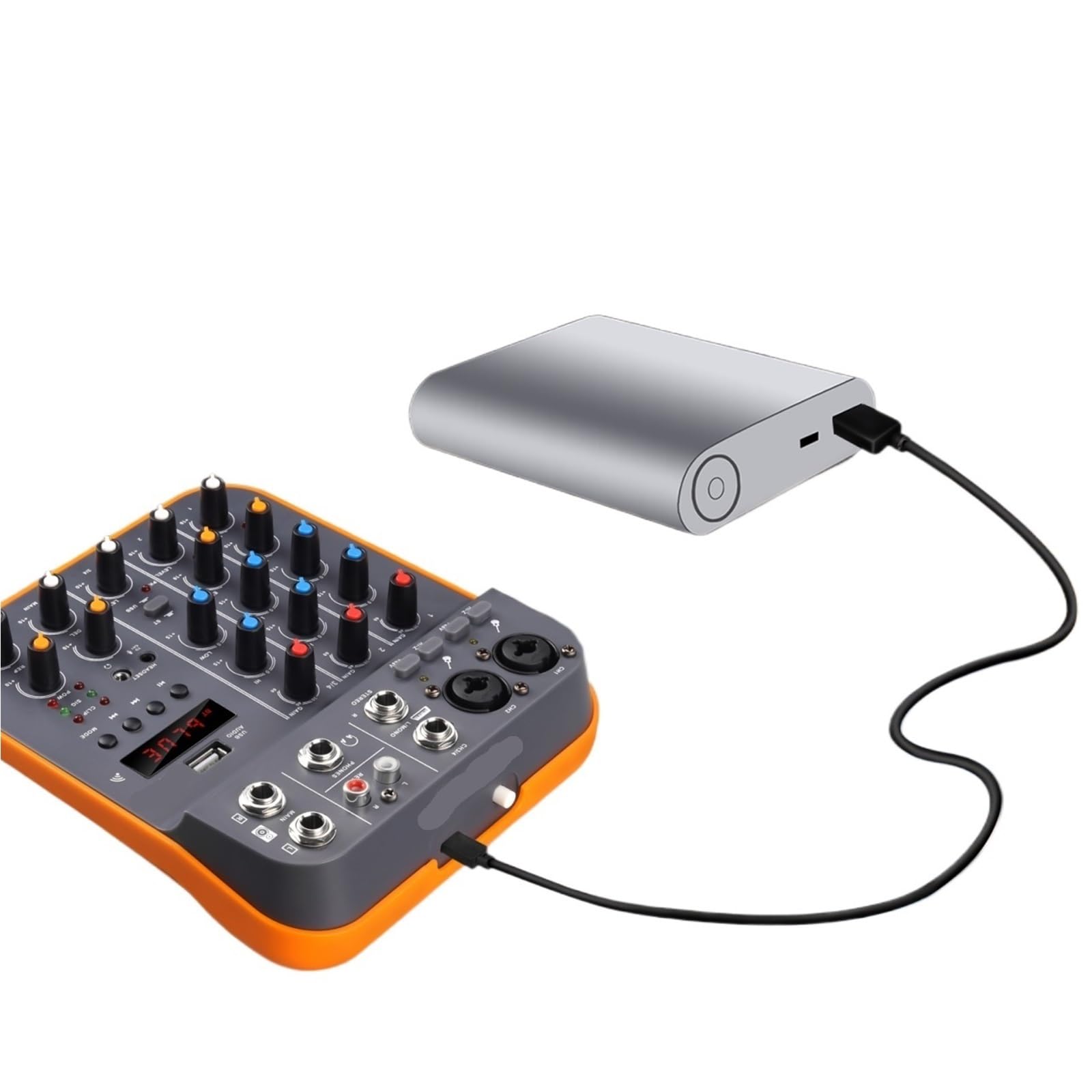 Sintonizzatore a 4 canali, console DJ con scheda USB Bluetooth 5.0 48V Phantom Power for registrazione su computer,