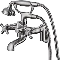 Vista 8 de Grifo de bañera de 3 a 9 pulgadas de centro, montaje en pared, grifo de bañera con ducha de mano, cromado, vintage, grifo llenador de bañera