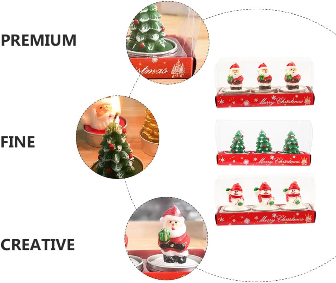 9pcs Christmas Style Candle Set Decorative Xmas Vibe Candle for Room Party