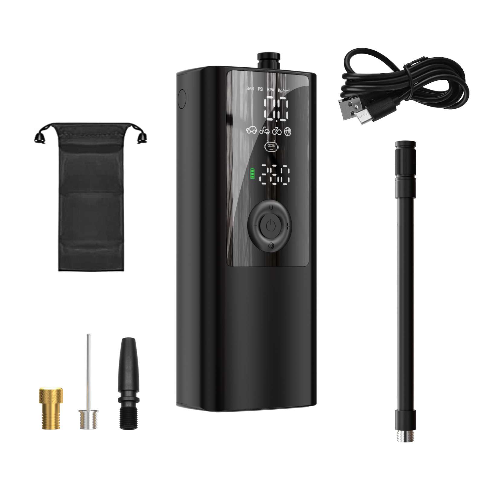 DenilantEC Tire Inflator, Car Tire Air Pump with Tire Pressure Gauge (120 PSI) - Smart Tire Inflator, Portable Air Compressor