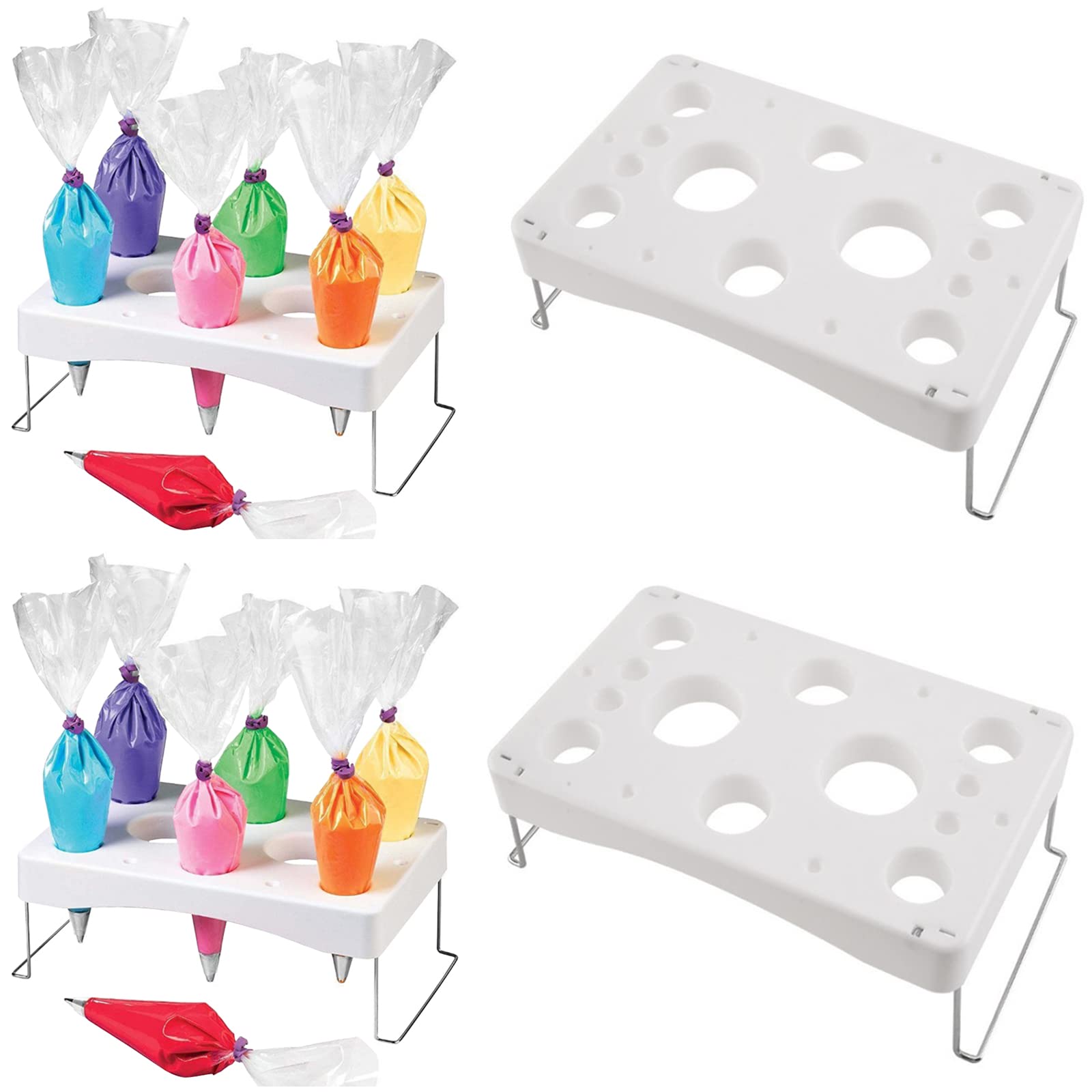 Poche à douille pour décoration de gâteaux lot de 2 avec pieds inox et 12 cavités crème