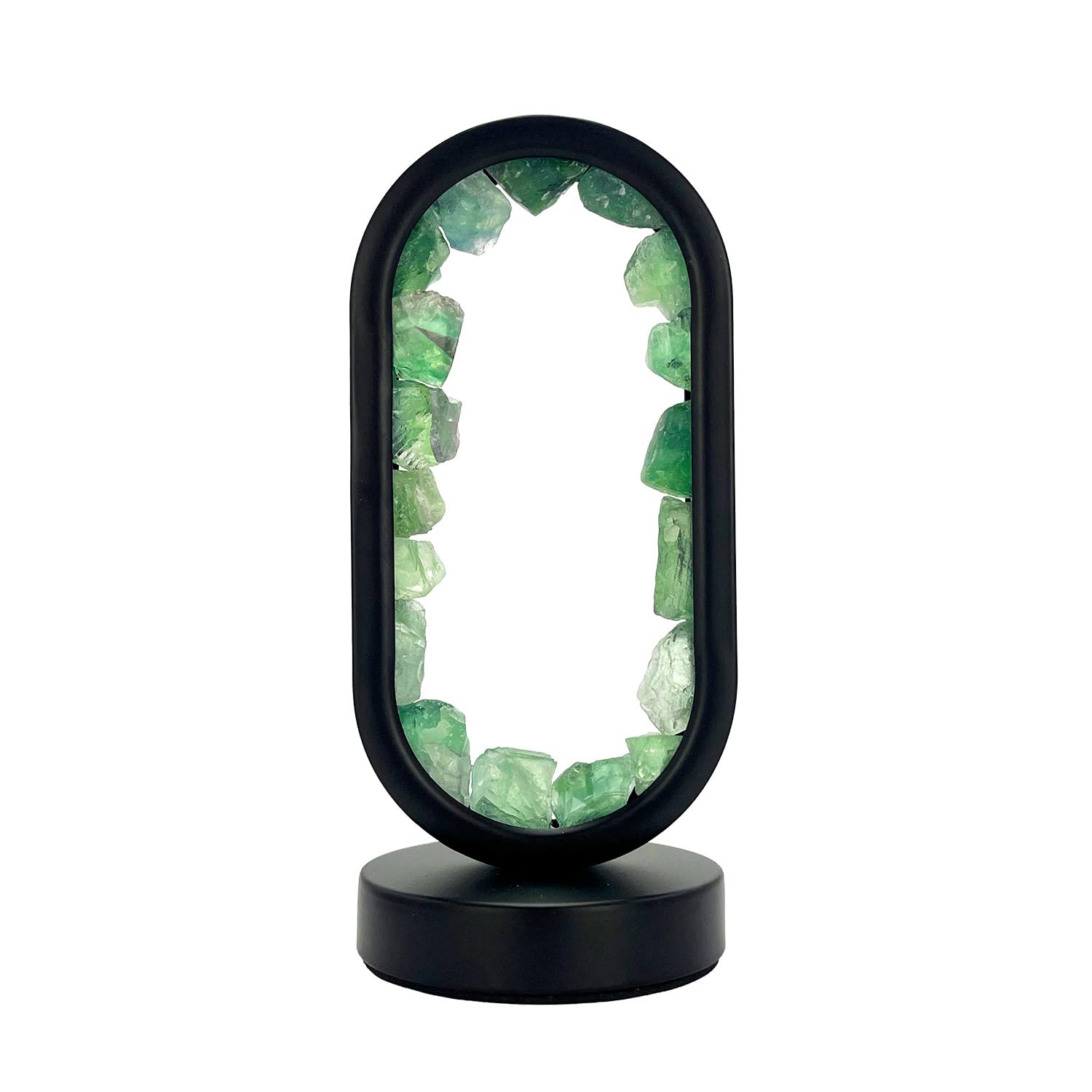 Cello Green Fluorite Gleneagles Oval Earth Led Natural Crystal Lamp - Natural Healing Gemstone Light, Dimmable Led Energy Lamp For Focus, Study, Meditation, Usb Home Decor Gift