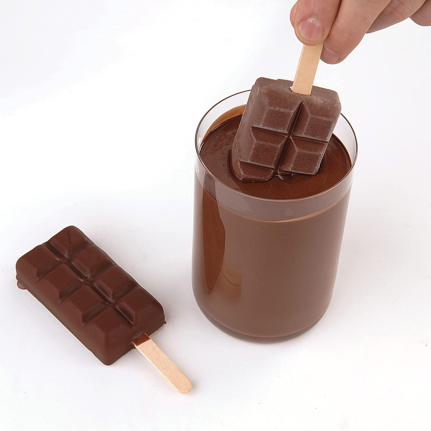 Silikomart | Juego de 3 Kit Moldes de Silicona para Helados GEL02 Chocostick, 2 Moldes de Silicona + 50 Palitos y Recetario, Antiadherente, Easy Ice Cream, 92x48x24 mm, 180 ml, Fabricado en Italia