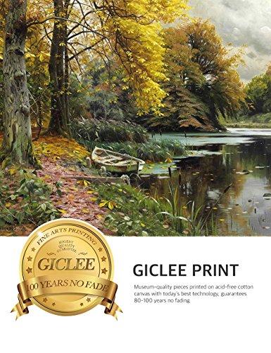 Decorarts - River Landscape 1903, Peder Mork Monsted Classic Art Reproductions. Giclee Prints& Museum Quality Framed Art For Wall Decor. Framed Size: 36X26 #TOP4