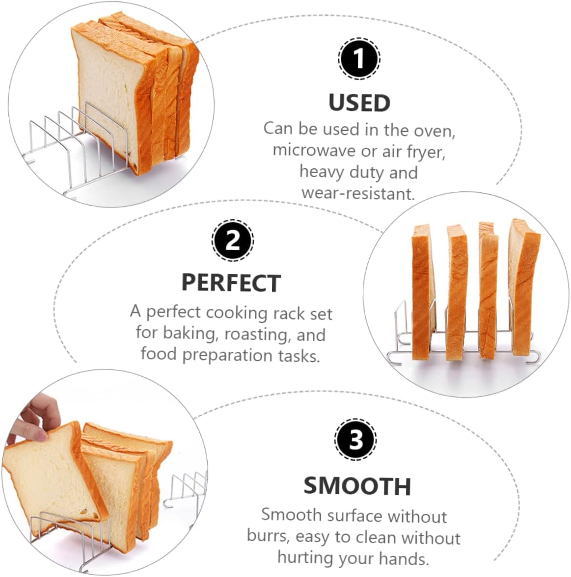 Angoily 6pcs Air Fryer Rack Durable Cooking Stand for Bread Toast and Food Elevation Versatile Kitchen Gadget for Even Heat Circulation and Baking Use