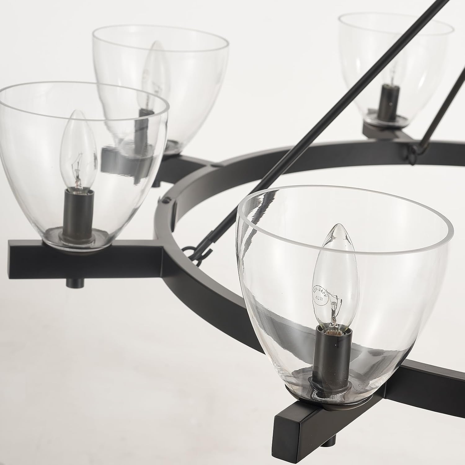 Dia 41 inches Modern Black Chandelier for Living Room, 8-Light Large Glass Pendant Chandelier for Dining Room Foyer