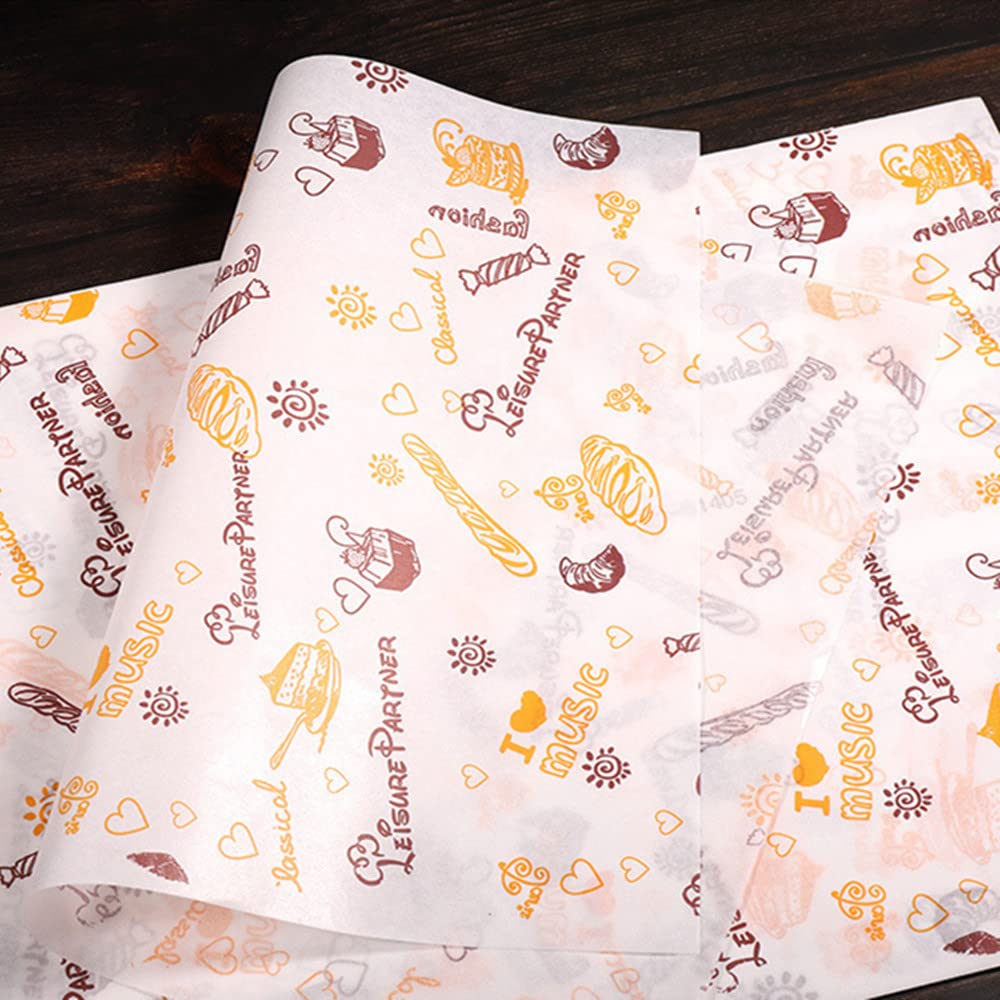 Papel de Embalaje de Sándwich con Patrón Decorativo de 15x11 Pulgadas 100 Hojas Enceradas