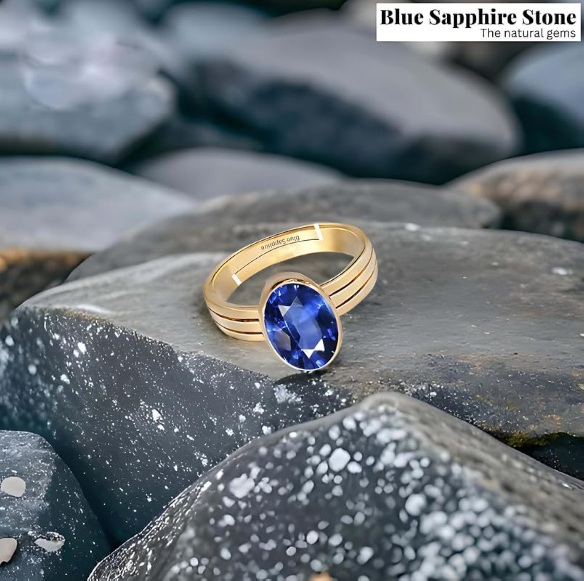 Unisex Natural Neelam Astrological Certified Adjustable Ring