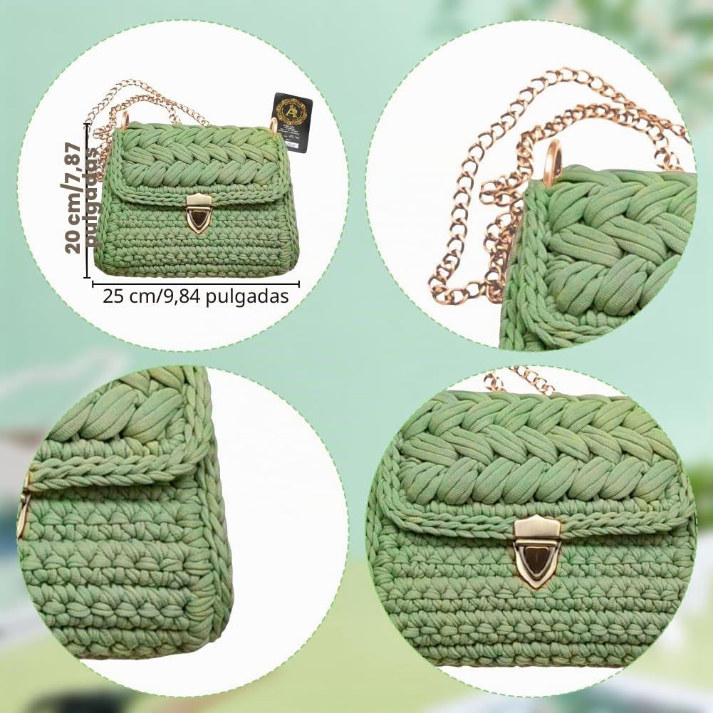 FREEBLOSS Kit de bolsa cruzada de ganchillo para tejer y ganchillo con cadenas, instrucciones en inglés, kit de fabricación de bolsos para manualidades, kit de ganchillo para principiantes