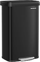 Vista 14 de SONGMICS - Basurero de cocina de acero inoxidable de 18 galones, con tapa que se mantiene abierta y pedal de pie, cierre suave, alto, grande y Negro
