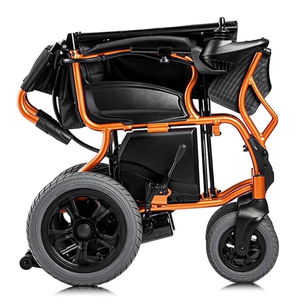 Silla de Ruedas eléctrica portátil, Plegable y Resistente, Ligera, con Motor y Joystick, para Movilidad Reducida, Ancho del Asiento 44 cm, Scooter, etc.