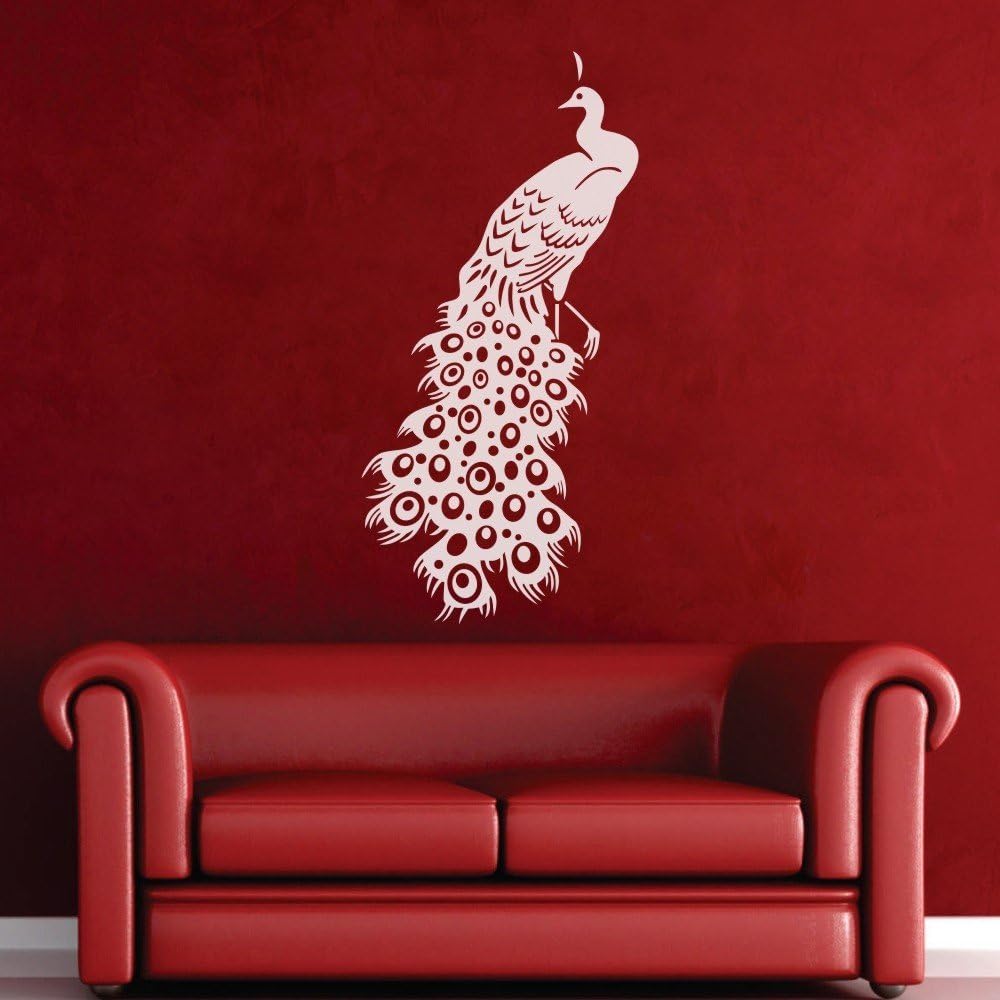 GECKOO Animal Vinyl Birds Wall Decals Peacock with Vines
