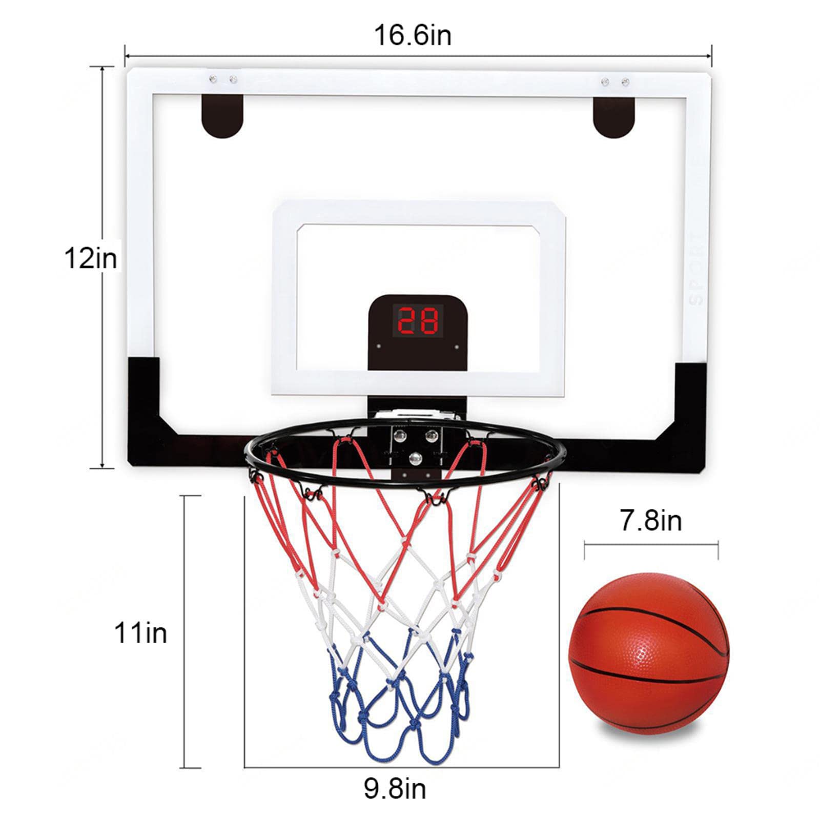 Canestro Basket Esterno Regolabile, Segnapunti Elettronico con Audio Molto Resistente Tabellone per Canestro, per Bambini,Ragazzi,Adulti