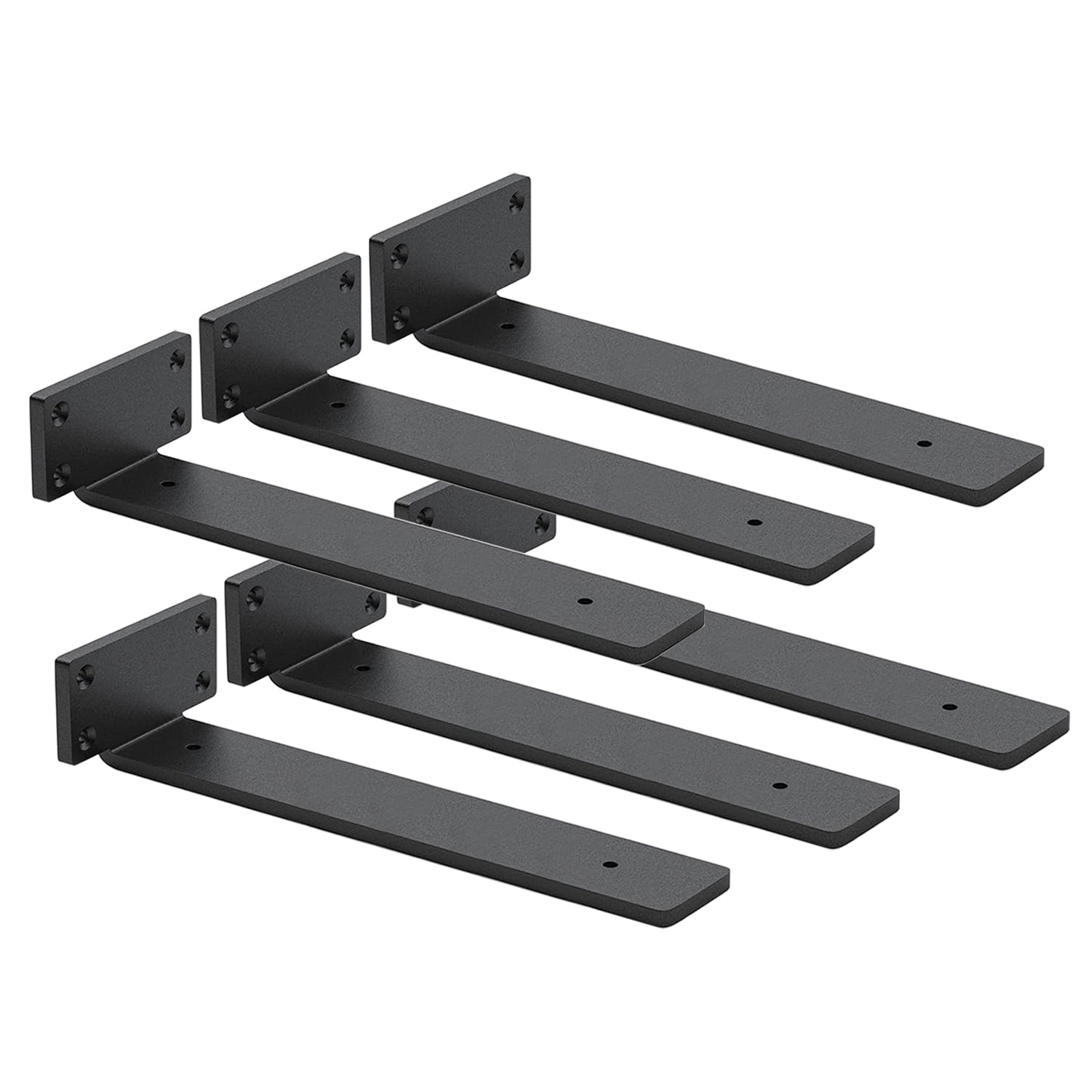8 Pack Shelf Brackets 10 Inch Floating Shelf Bracket 1/5 inch Thick Heavy Duty Hidden Shelf Brackets Iron Metal Brackets for Shelf Support with Screw Included — Amazon image 10