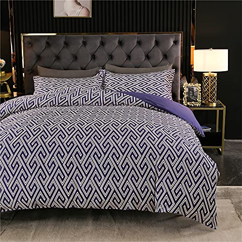 3 Teilig, Meiju Bettwäsche Set 100% Mikrofaser mit Reißverschluss Sparset BetBettwäsche-Set tbezug mit Reißverschluss und Kopfkissenbezüge (Elegantes Lila,200x200cm) Cover