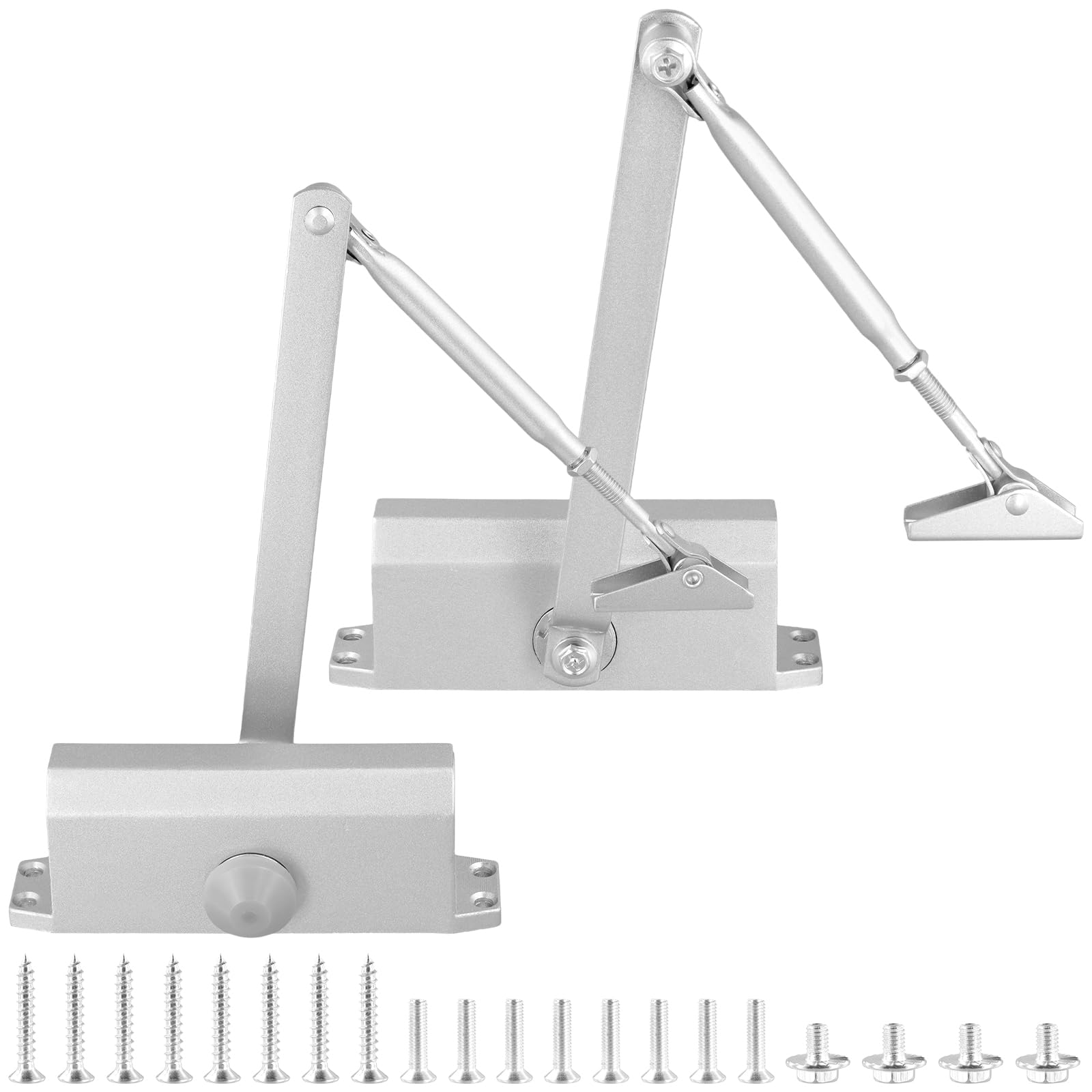 SINJEUN 2 piezas Cierrapuertas automático hidráulico, 175 mm muelle ajustable cierrapuertas automático para el hogar, oficina, plata