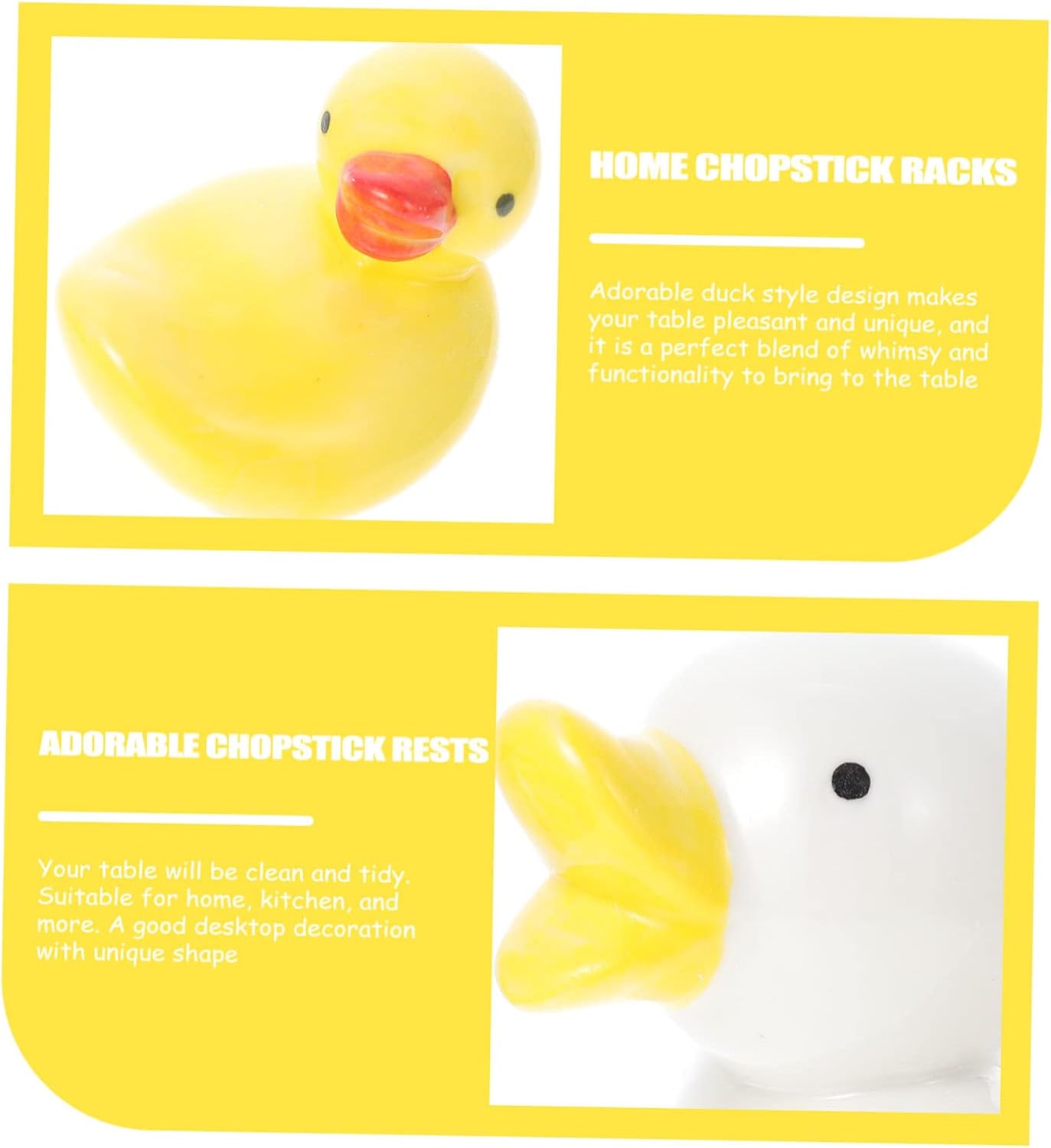 Amosfun 6Pcs Duck Shaped Ceramic Chopstick Holders Creative Table Decor for Dining Includes Yellow Chopstick Rests for Dinner Supplies and Kitchen Utensils