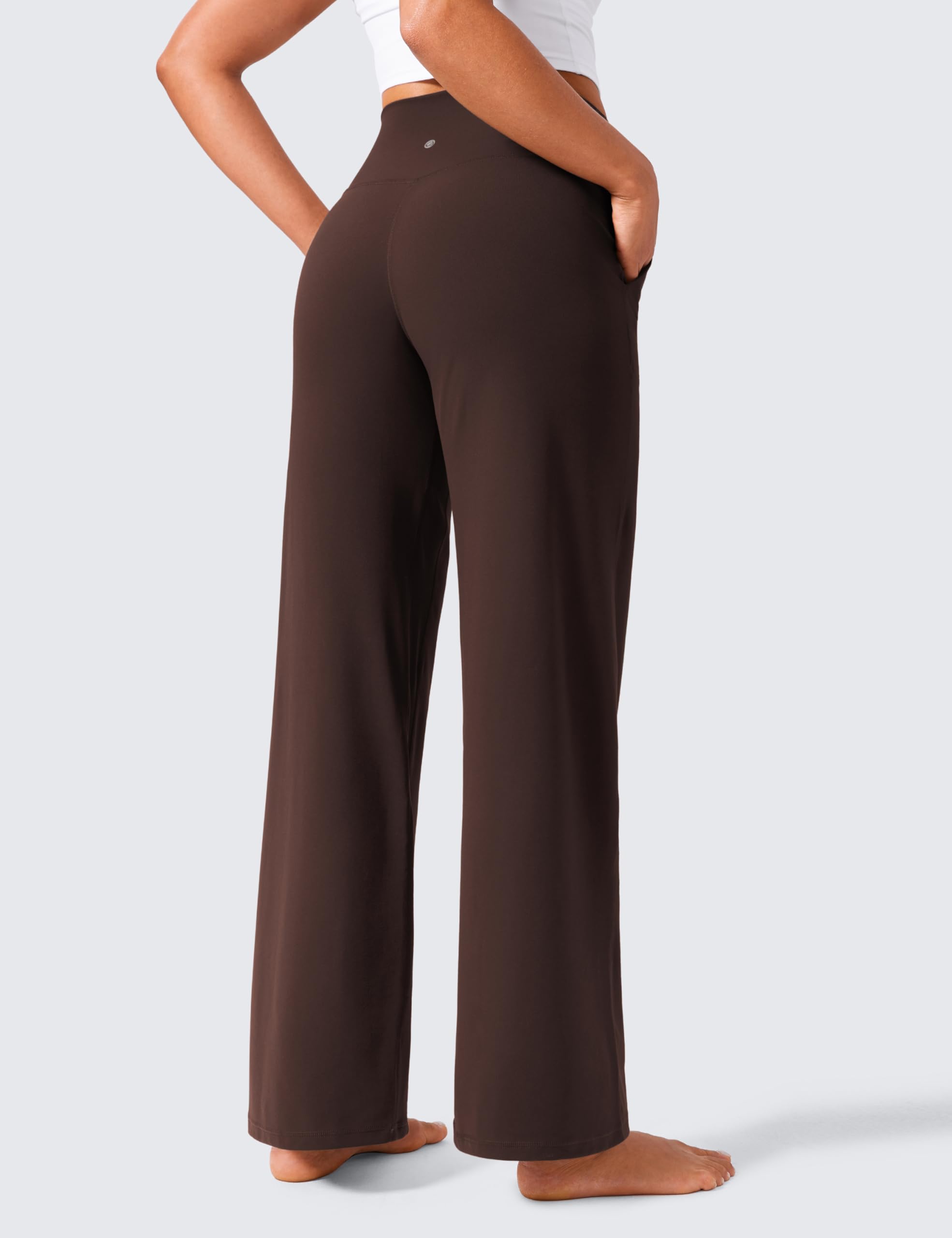 CRZ YOGA Femmes Butterlift Taille Haute Pantalon Bootcut avec Poches 74cm/79cm/84cm - Yoga Salon Confortable Occasionnel