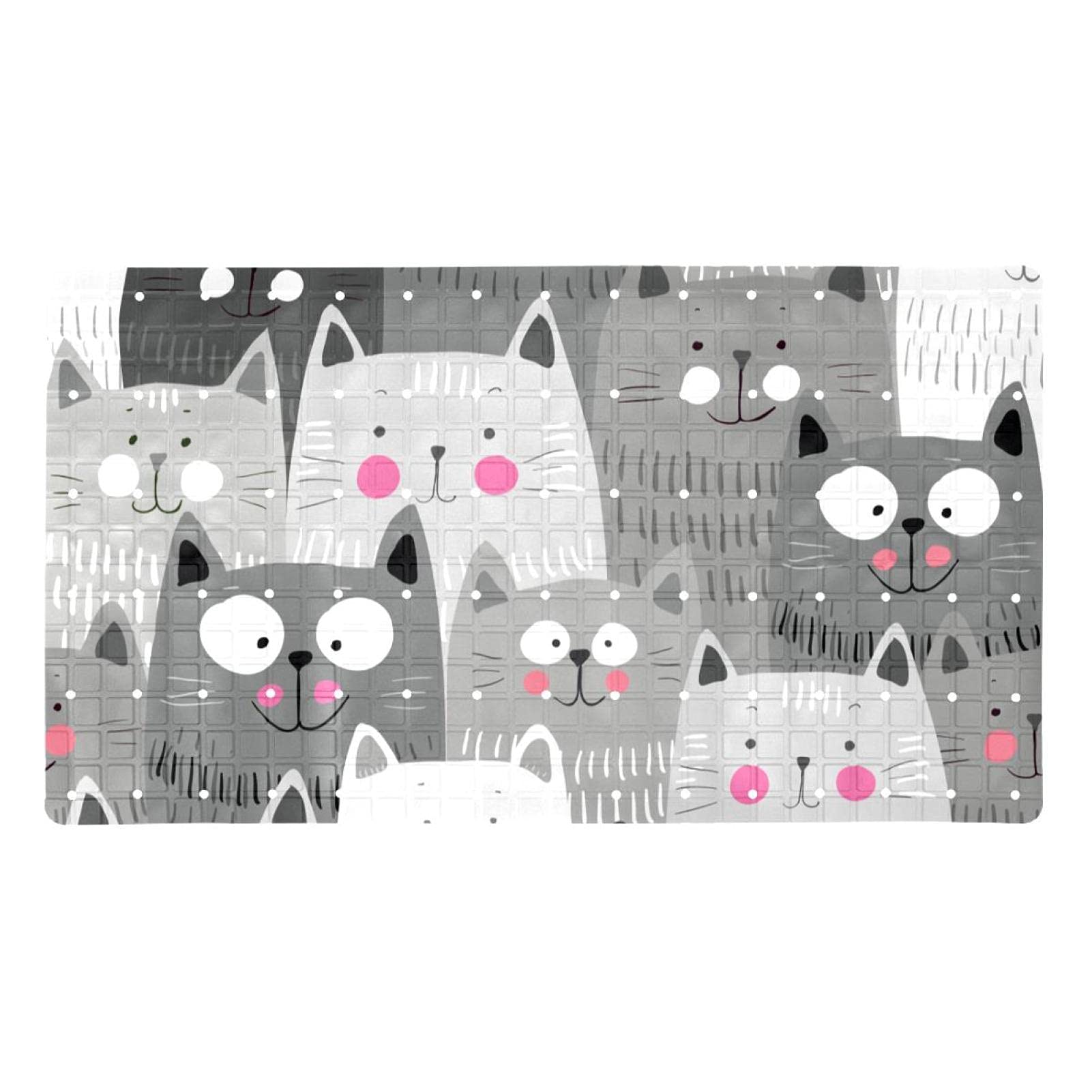 Tapis antidérapant baignoire enfants et personnes âgées avec ventouses et trous drainage