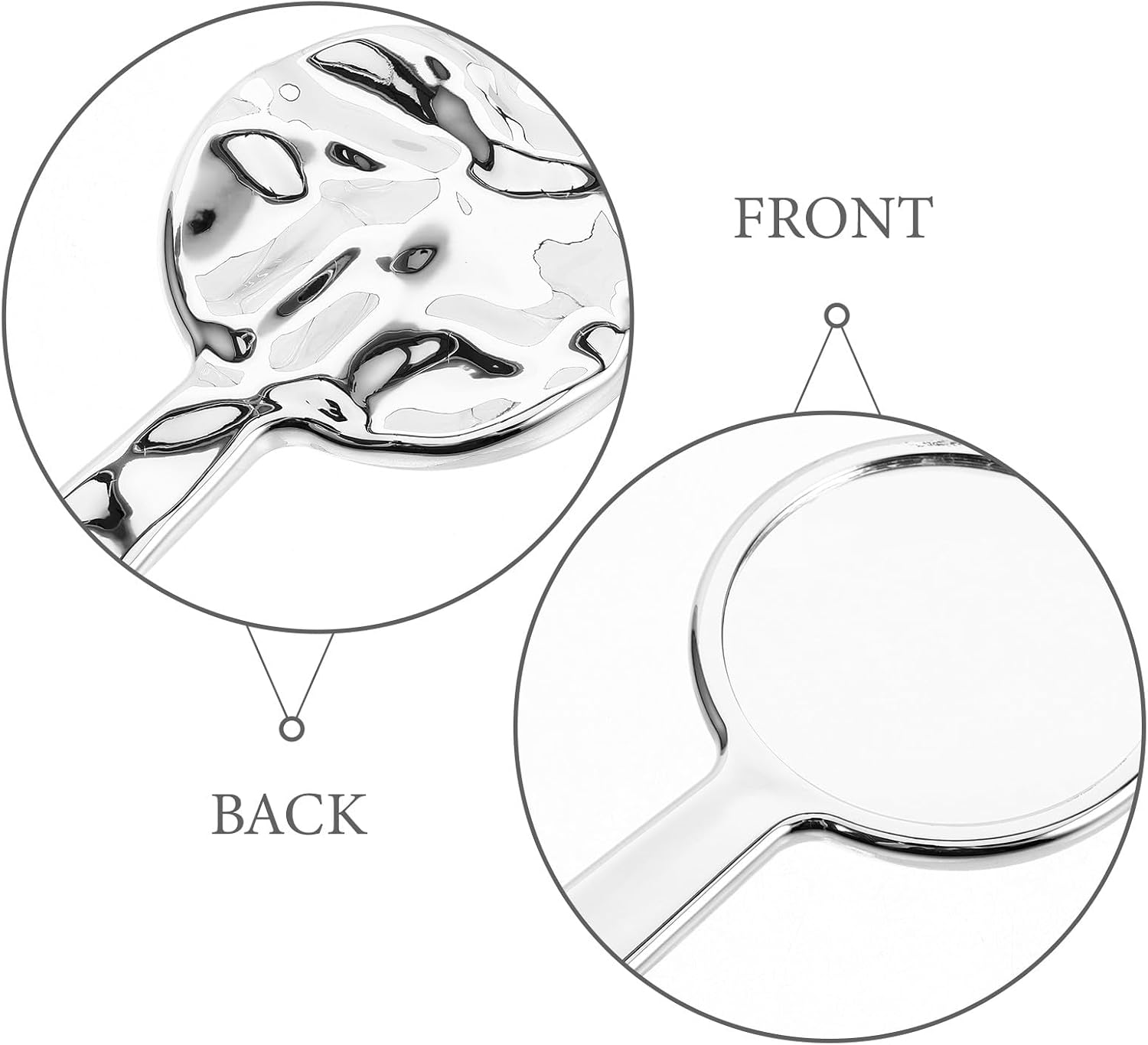 Electroplated Wave Pattern Handheld Mirror Silver Round Beauty Looking-Glass Portable Pocket Mirror for Travel and Makeup