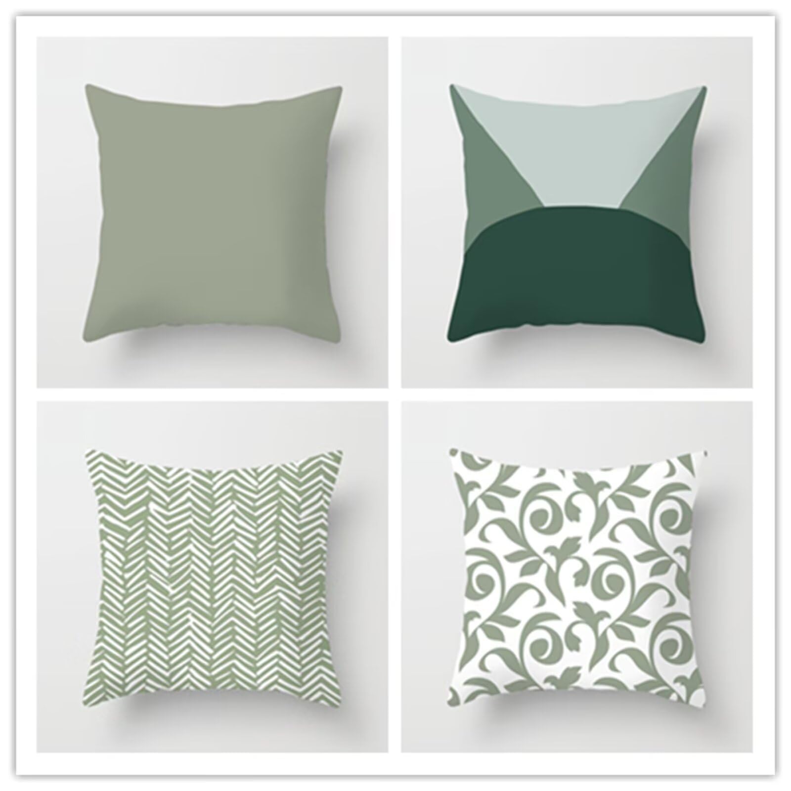Federe Cuscini Divano 50x50cm,Set di 4 Verde chiaro nordico Cuscini per Divano,Quadrato Doppio Lato Morbido Esterni Copricuscini Divano,per Divano Soggiorno Sedia Letto Decorativo Cuscini Divano ZW275