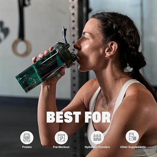 Miniatura 5 de BlenderBottle Shaker Bottle Pro Series perfecta para batidos de proteínas y antes del entrenamiento, 24 onzas, verde a todo color