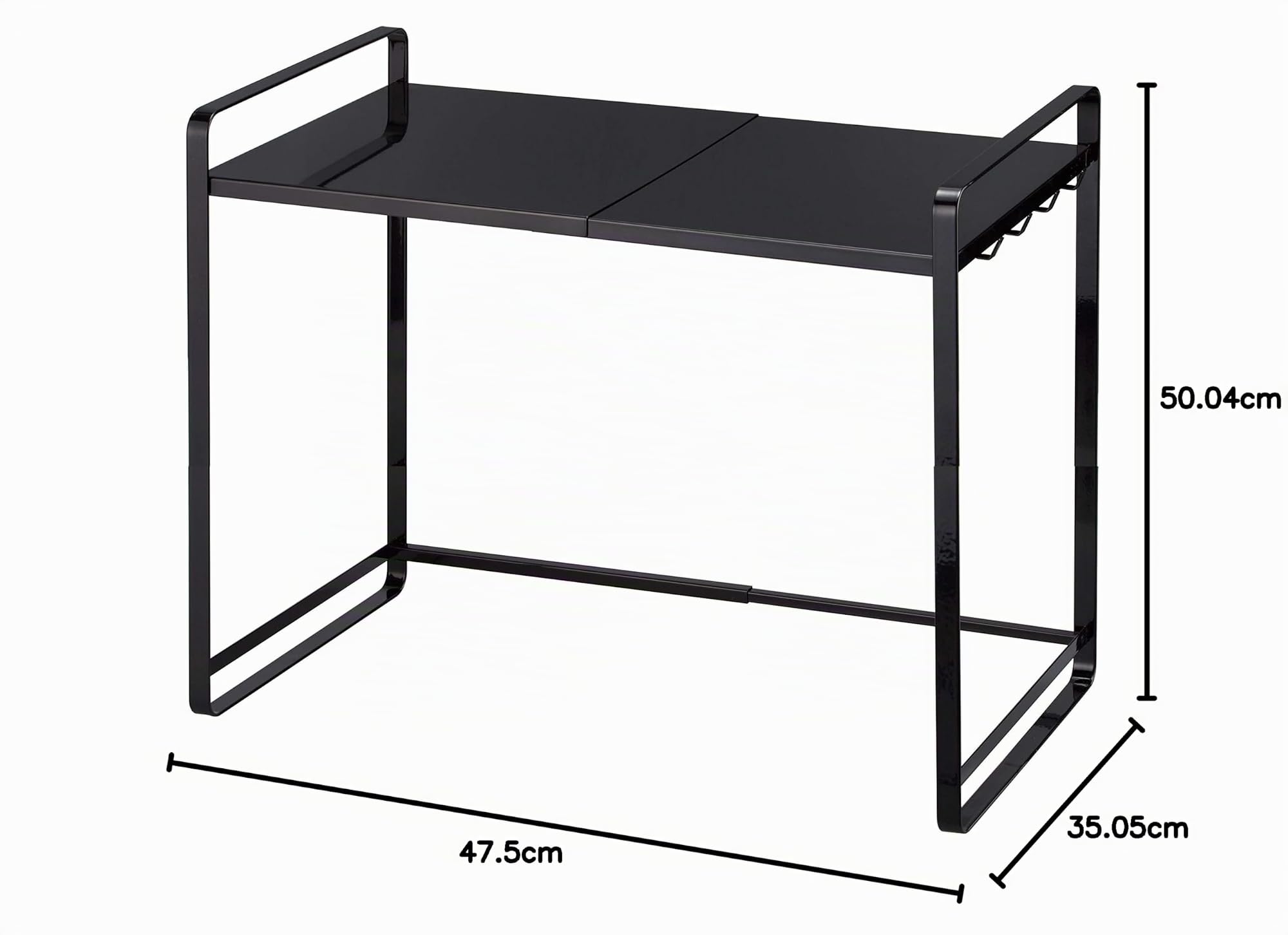 YAMAZAKI 3131 TOWER Scaffale da cucina estensibile, nero, Acciaio, minimalista, 47.5～75 x 35 x 50 cm