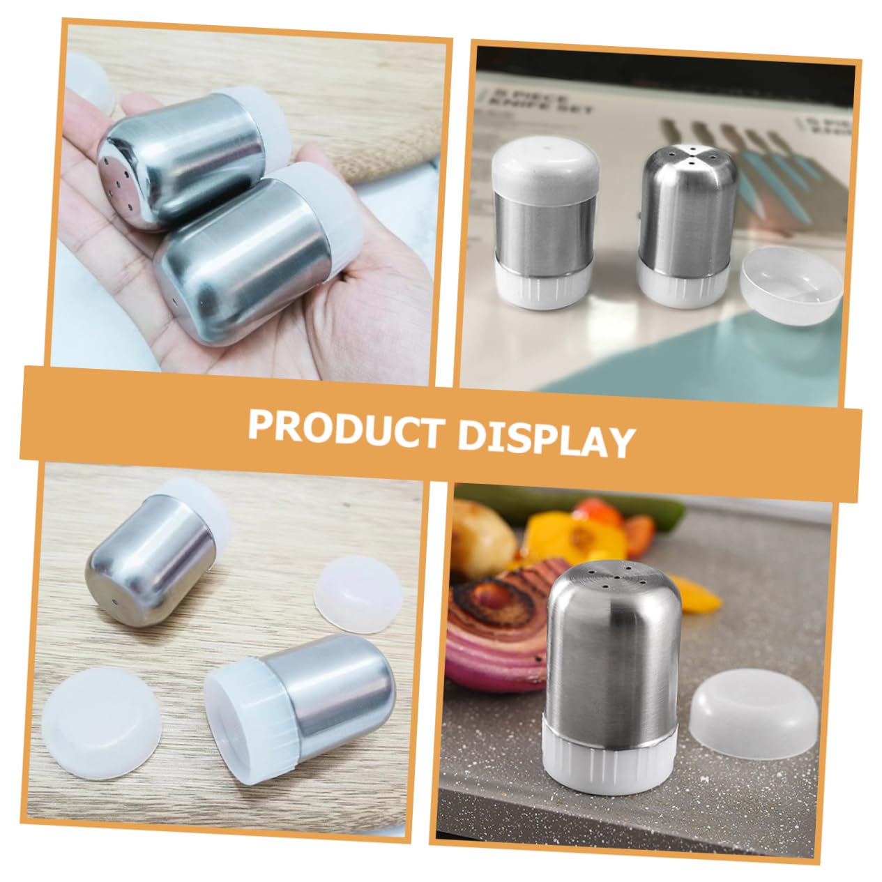 MAGICLULU 2Pcs Stainless Steel Multipurpose Kitchen Seasoning Containers Spice Dispensers for Home Cooking Easy to Clean and Reusable