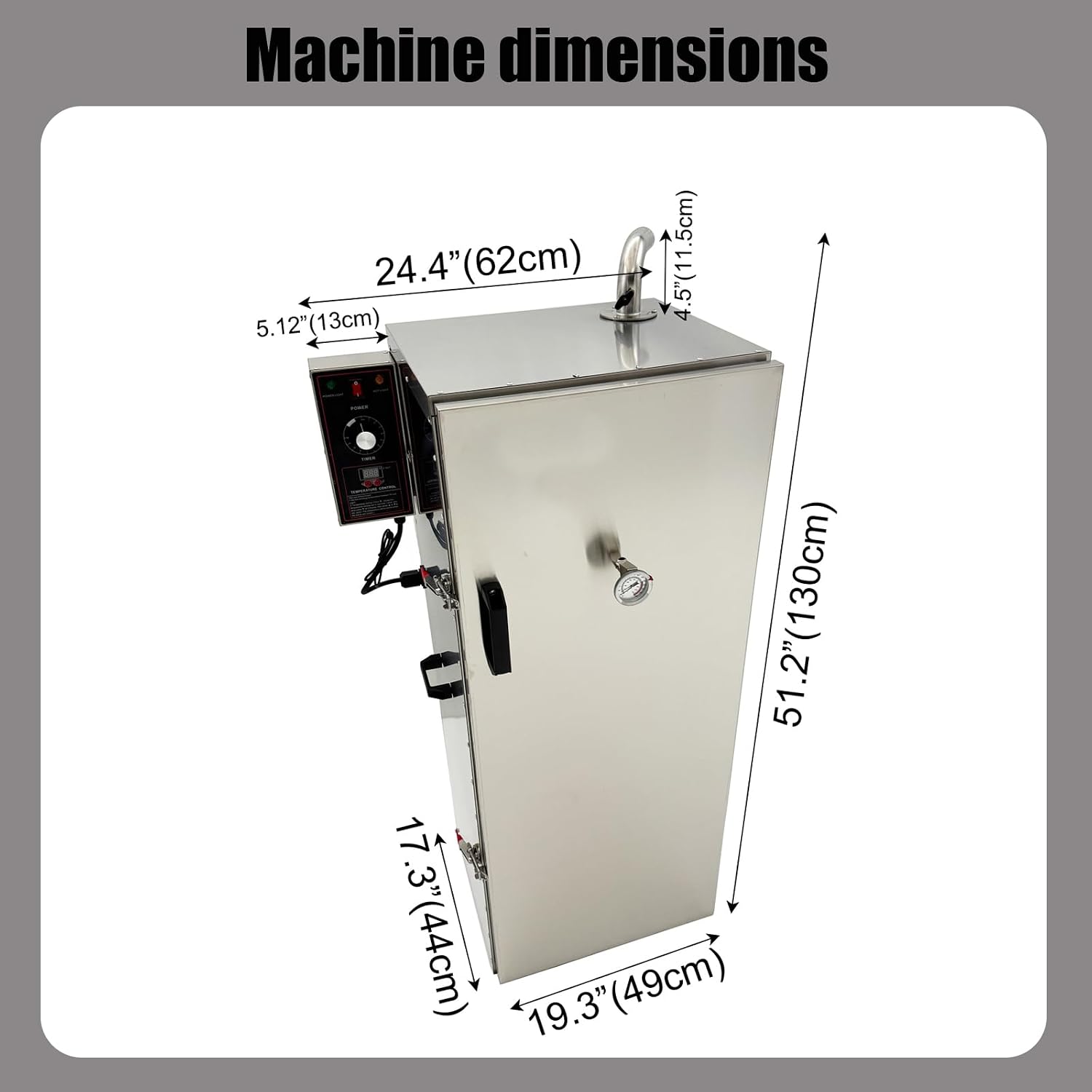 Electric BBQ Meat Smoker Side Wood Chip Loader Grill Sausage Smoke Oven 9 Detachable Racks 110V Stainless Steel