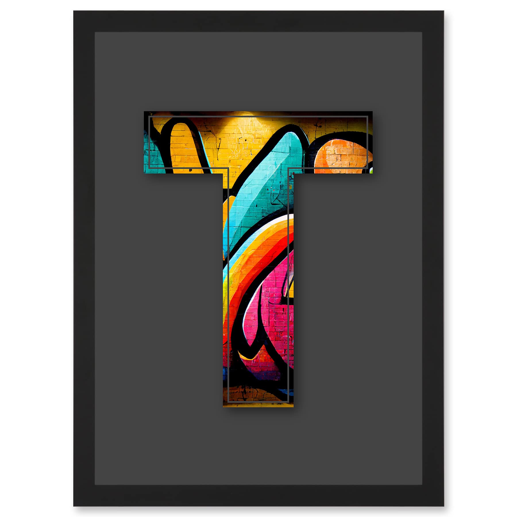 Artery8 - Decorative Graffiti Mural Alphabet Initial Stencil Artwork Framed Wall Art Print - A4