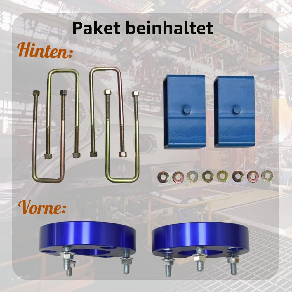JINLING 32 mm Vorderradaufhängung und 51 mm Hinterradaufhängung Blöcke Distanzstücke Lift-Up-Kits für Navara D40 NP300 Frontier 2005–2014 Raise-Adapter Federbeinfedern (vorne und hinten)