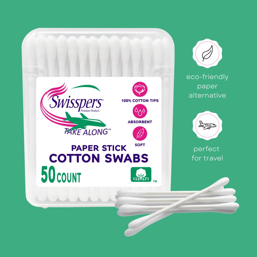 Amazon.com : Swisspers Take Along Cotton Swabs, 100% Cotton Double