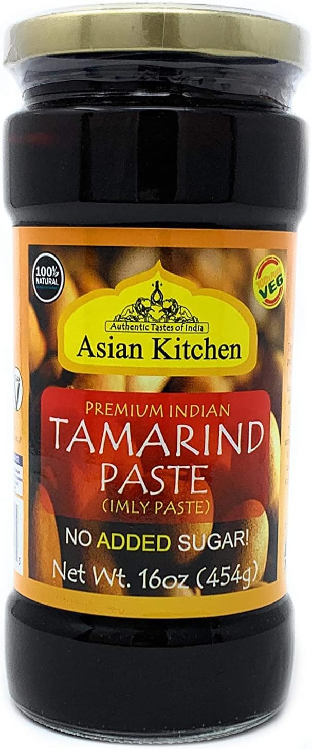 Asian Kitchen Tamarind Paste Puree (Imli) 16oz (454g) 1lb Glass Jar, Gluten Free, No added sugar ~ All Natural | Vegan | NON-GMO | No Colors | Indian Origin