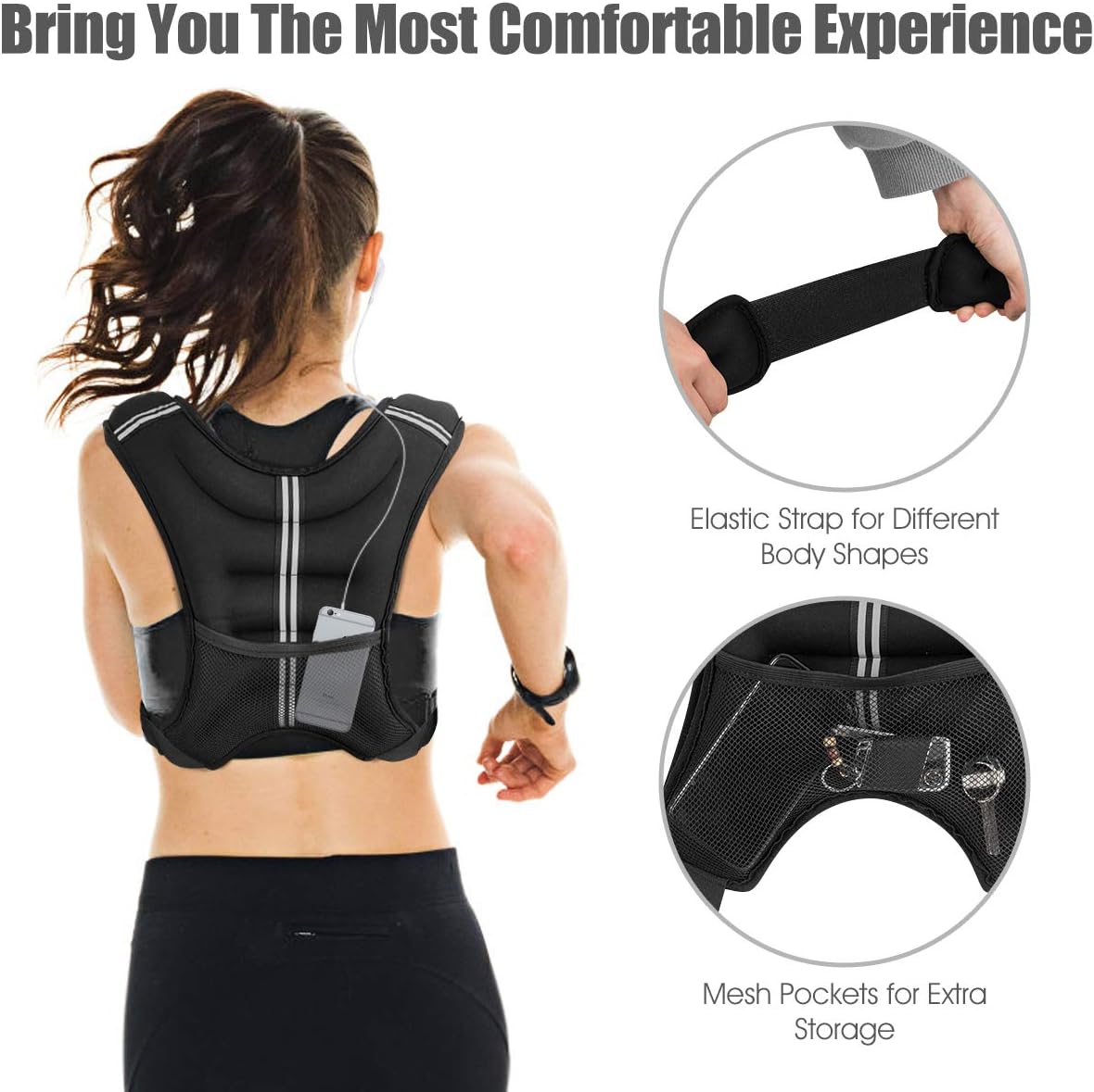 GORELAX Weighted Vest Workout Equipment, 20lbs Body Weight Vest for Men & Women, Reflective Stripe, Adjustable Exercise Running Vests for Strength Training, Fitness, Muscle Building, Weight Loss