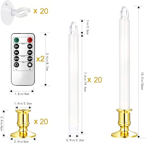 Miniatura 27 de YAUNGEL Velas de ventana, paquete de 8 velas LED de Navidad que funcionan con pilas para ventanas con luces eléctricas remotas con portavelas Base