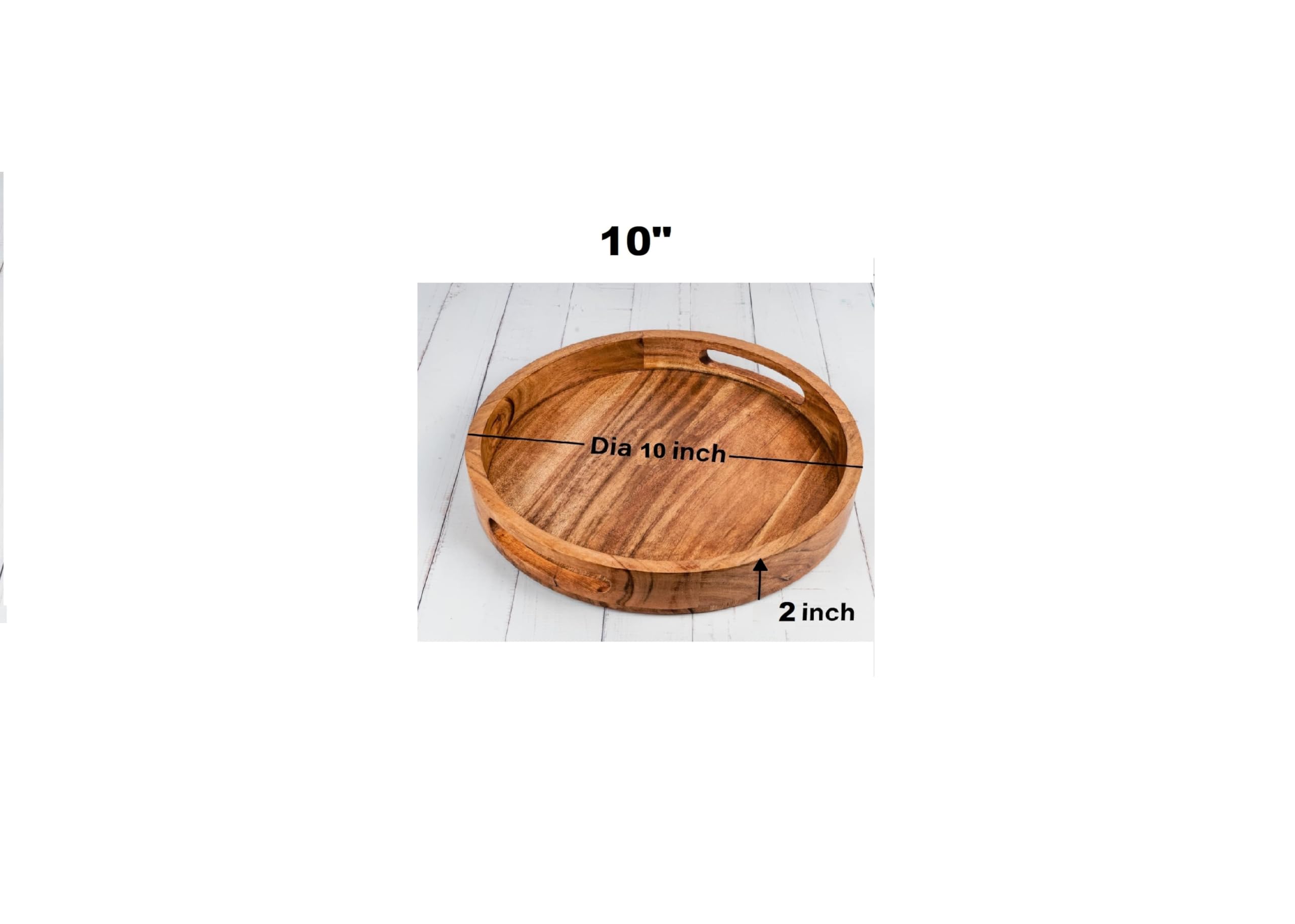 Agarwal Craft Palace Wooden Round Tray, Mango Wood Tray, Serving Tray, Table Decorative, Wooden Platter for Serving Beverages & Food on Bar, Living Room, Home Dining Table with Cutout Handle (10X10) 1