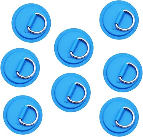 JuneKooler - 8 piezas de anillos en D de acero inoxidable para barco inflable, parche de anillo en D de sup, parche de anillo D para kayak, parche