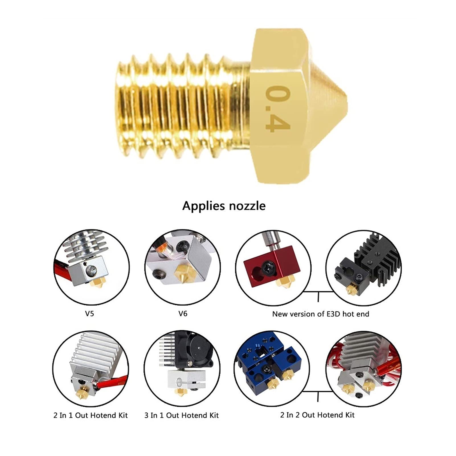 3D-Drucker-Düsensatz, V6 30-teilig, 10 Stück 0,35 Reinigungsnadeln, Extruder .4, Zubehör