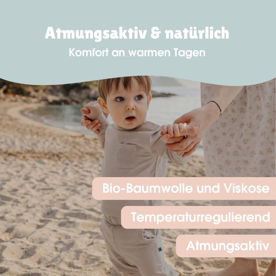 emma & noah UV-Oberteil Langarm für Babys & Kleinkinder, UPF 40+, geprüft nach DIN EN 13758, ohne Chemie, aus Bio-Baumwolle & Bambus-Viskose