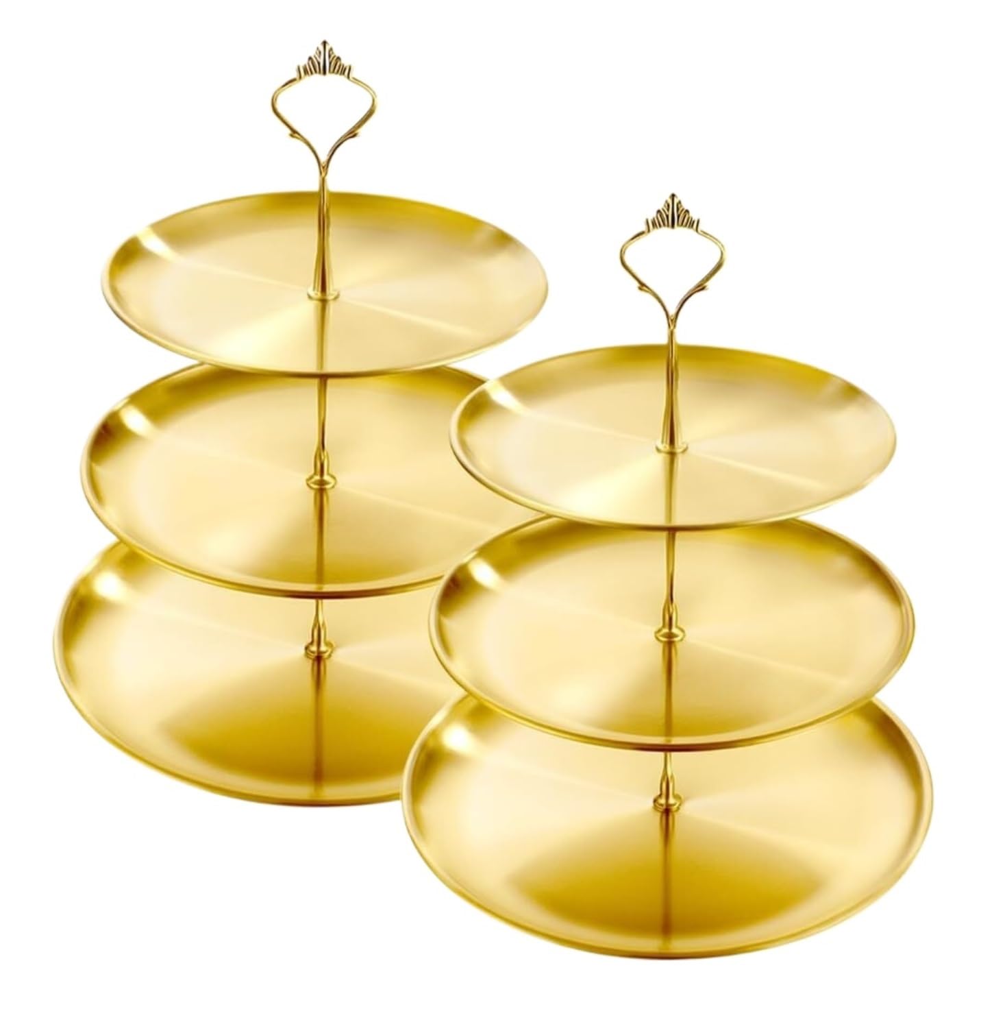 Dessert Fruit Display 3 Tiers Stainless Steel Cupcake Stand Serving Tray Cake Display 2pcs Wedding Tea Party