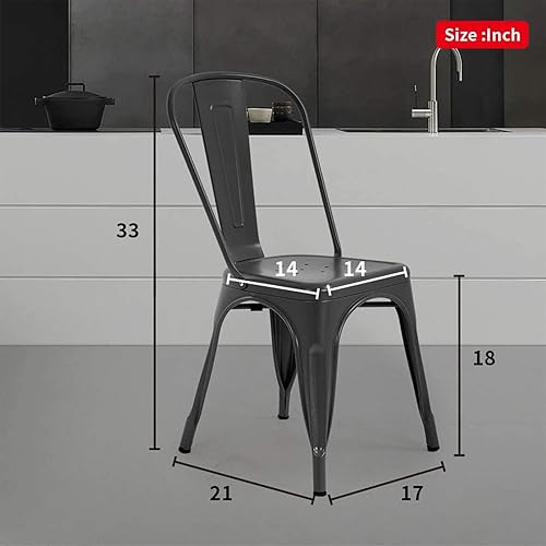 Miniatura 3 de HKLGorg Juego de 4 sillas de comedor apilables de 18 pulgadas de altura de asiento, sillas de cocina de metal para exteriores e interiores, para el