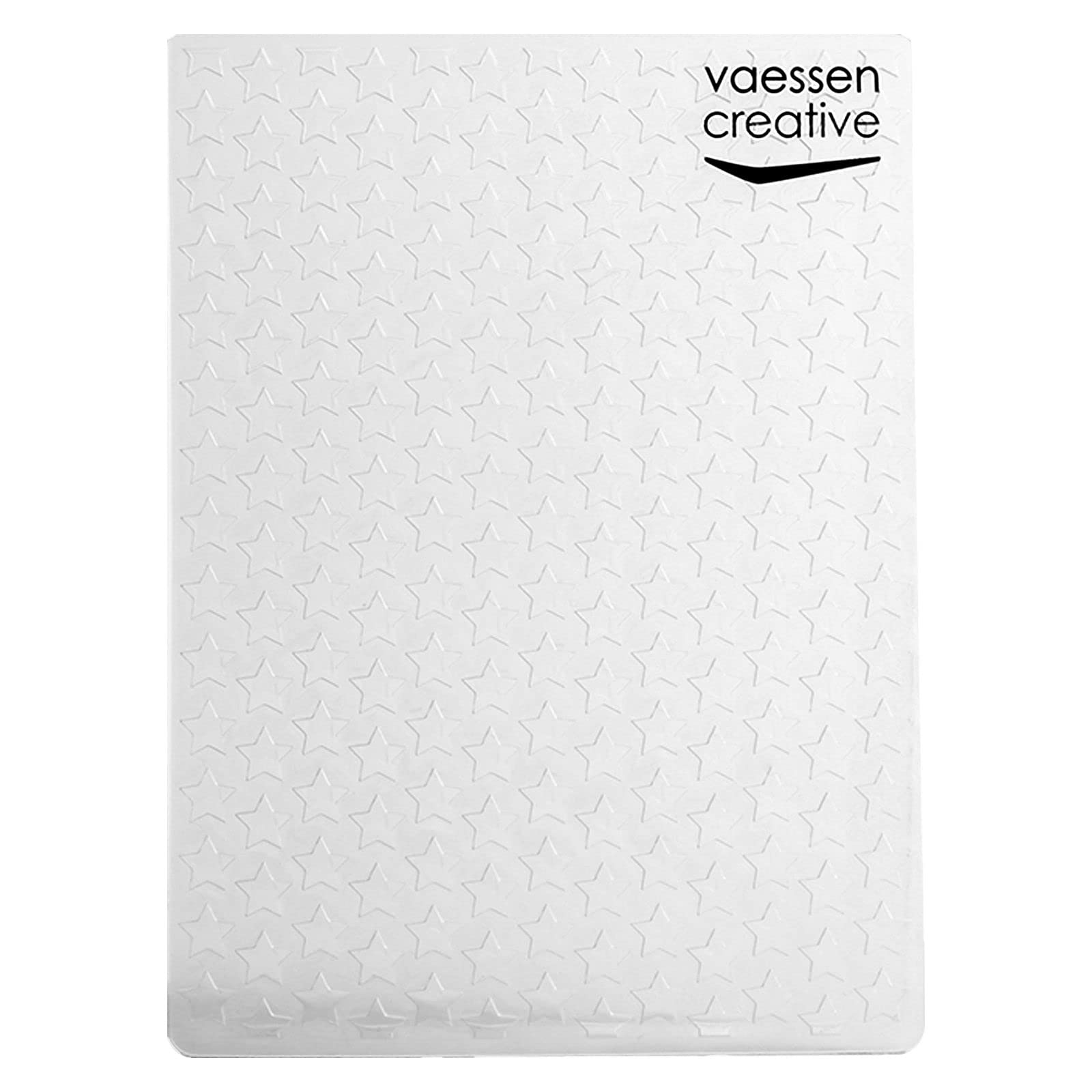 Vaessen Creative Carpeta de Embossing, Estrellas 14,6 x 10,8 x 0,5 cm, 1 pieza, para Tarjetas de Cumpleaños, Tarjetas de Nacimiento, Tarjetas de Navidad y Manualidades con Papel